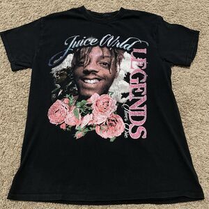 Juice WRLD Shirt Mens Medium Black Tribute Legends Never Die Rap Tee Front Graph